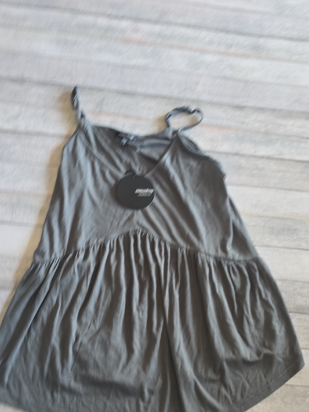 Forest Sage mittoshop V-Neck Tank Top Babydoll Style Size Small